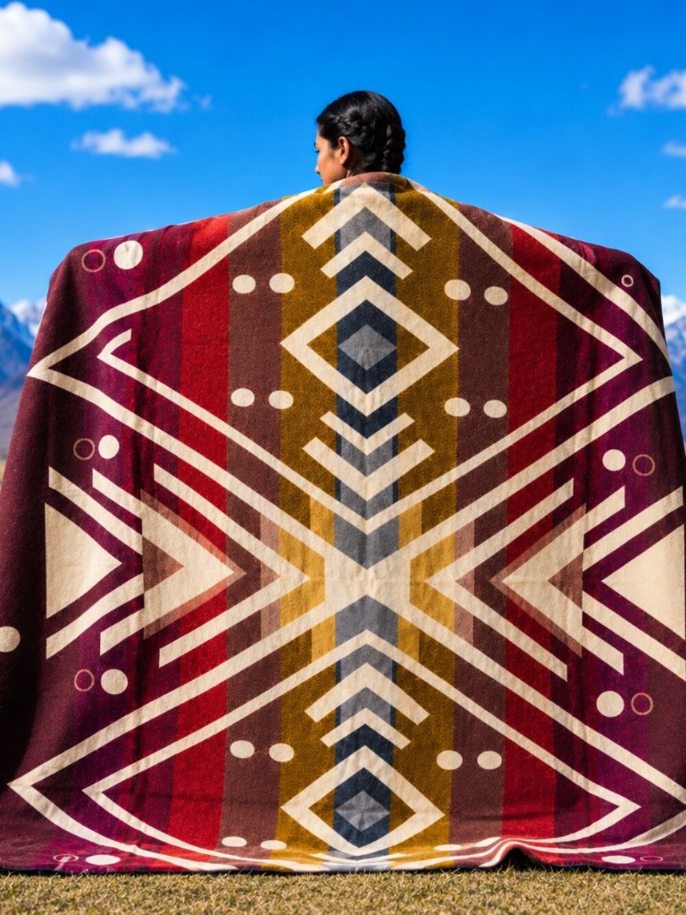 Handwoven Queen Alpaca Blanket | Native American Western Southwestern Home Decor